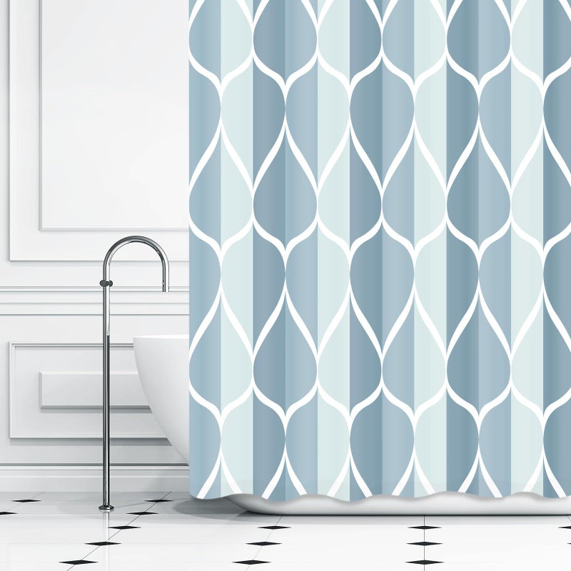 Gelbchu Dark Blue Geometric Shower Curtain  Waterproof Design and Polyester  Quick-Drying  Weighted Hem  Modern Shower Curtains Set for Bathroom W 72 x H 72  Machine Washable with 12 Hooks - Image 2